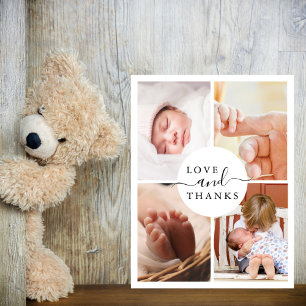 Chic Modern 4 Photo Baby Shower Thank You Postcard