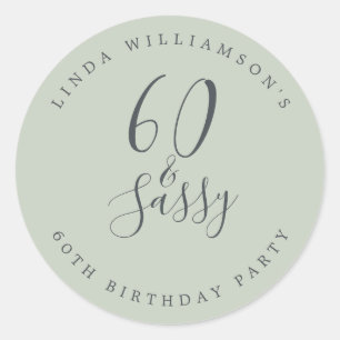 Chic Modern 60 Sassy Pastel Green 60th Birthday Classic Round Sticker