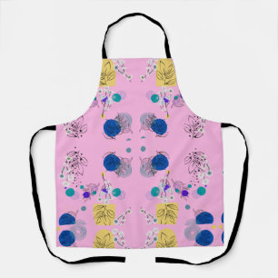 Chic Modern abstract flowers on pink Apron
