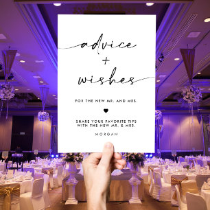 Chic Modern Advice and Wishes Wedding Table Sign