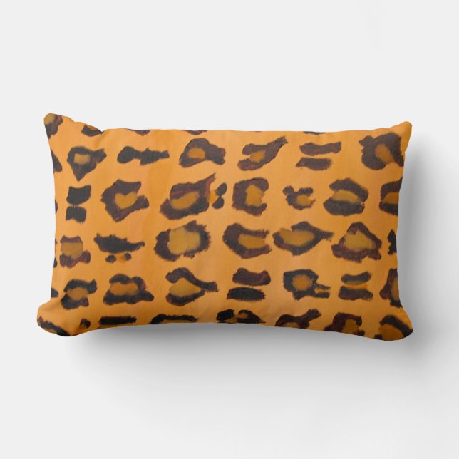 Chic Modern Amber Faux Leopard Print Lumbar Cushion (Front)