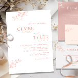 Chic Modern and Minimal Blush Pink, Peach Wedding Invitation<br><div class="desc">Modern elegant wedding invitation with contemporary typography and subtle, fine hand-drawn floral detail in blush pink and peach hues. Easy to fill in the template. Ability to "edit using design tool" and make changes to font size, style, position, and even colour. The last names are in a peach hue while...</div>