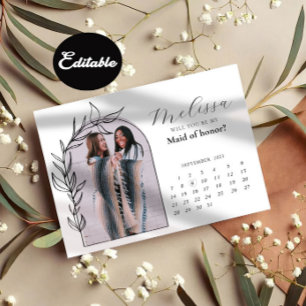 Chic Modern Arch Bridesmaid Proposal Card