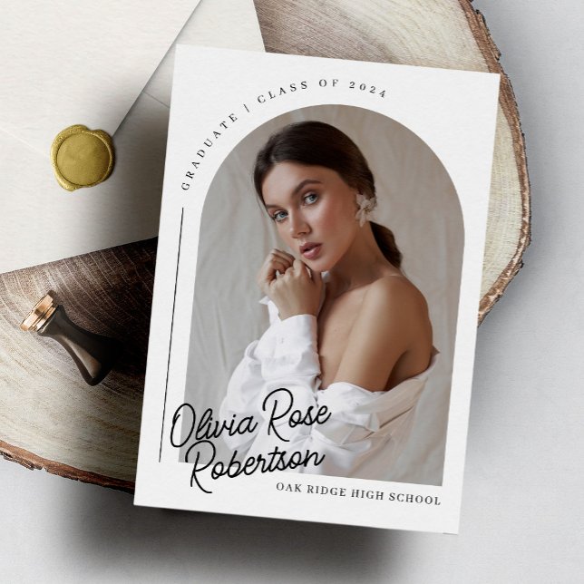Chic Modern Arch Photo Graduation Announcement (Creator Uploaded)