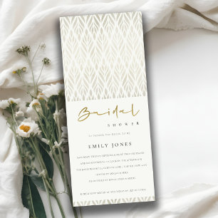 CHIC MODERN ART DECO WHITE SILVER BRIDAL SHOWER INVITATION