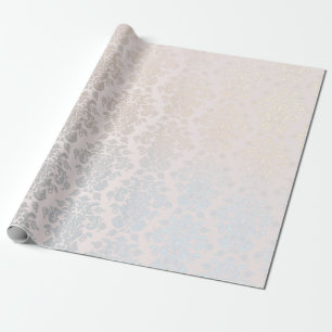 Chic Modern Beauty Silver Nacre Damask Pattern Wrapping Paper
