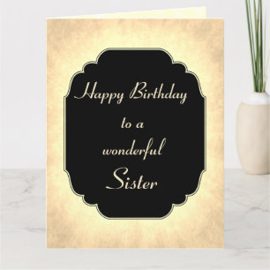 Chic modern black and cream Birthday Sister Card