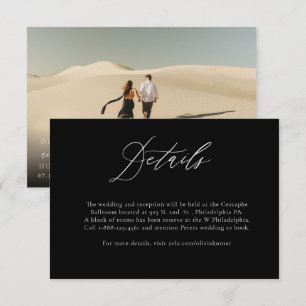 Chic Modern Black and White Calligraphy Details Enclosure Card