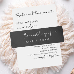 Chic Modern Black and white Wedding Invitation Belly Band