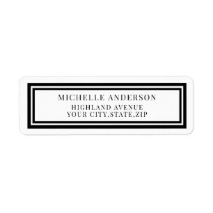 Chic Modern Black Double Boarder Return Address Label