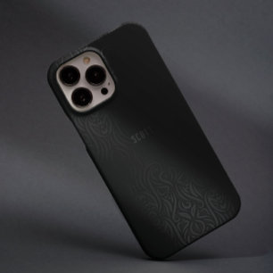 Chic Modern Black Grey Masculine Name Custom iPhone 16 Pro Case