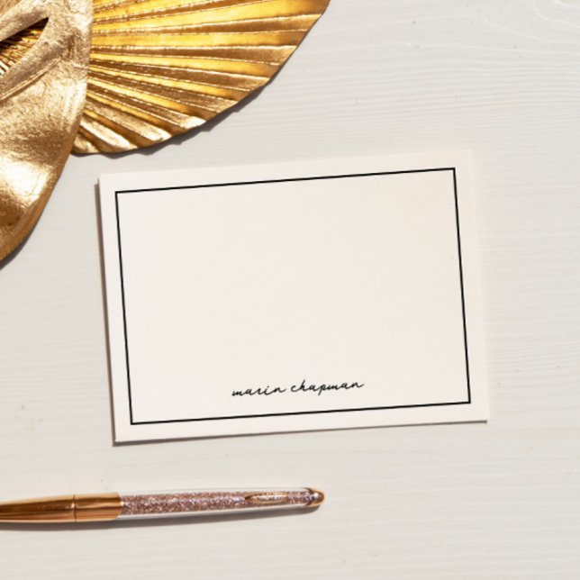 Chic Modern Black Personalised Note Cards (Creator Uploaded)