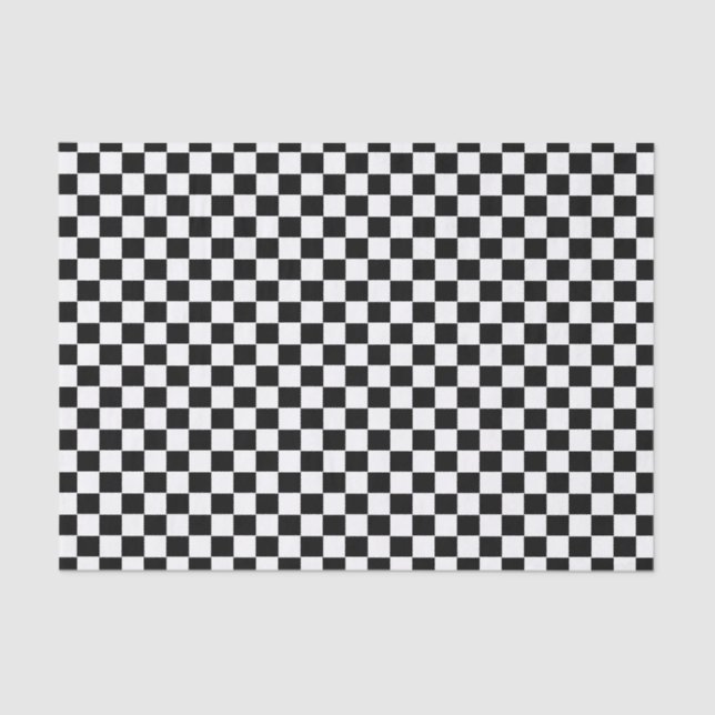 Chic Modern Black White Checks Chequered Gift Wrap Tissue Paper (Front)