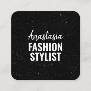 Chic Modern Black White Minimalist Glitter Galaxy Square Business Card