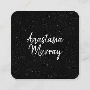 Chic Modern Black White Minimalist Glitter Galaxy Square Business Card