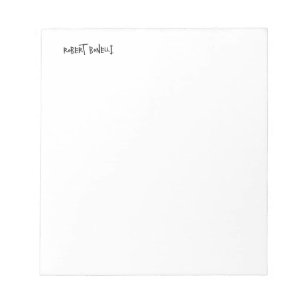Chic Modern Black White Your Name Minimalist Notepad