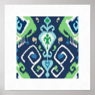 chic modern blue green ikat pattern tribal print