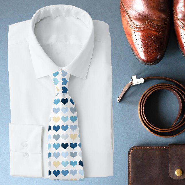 Chic Modern Blue Hearts Valentine's Day Tie (Creator Uploaded)