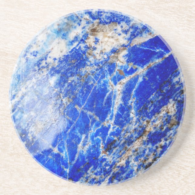 Chic Modern Blue Marble Stone Coaster (Front)
