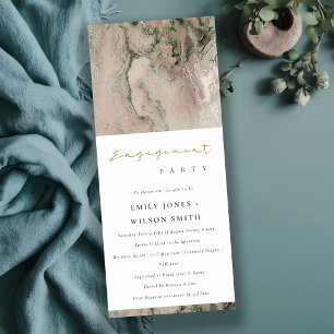 CHIC MODERN BLUSH DUSKY ROSE GOLD AGATE ENGAGEMENT INVITATION