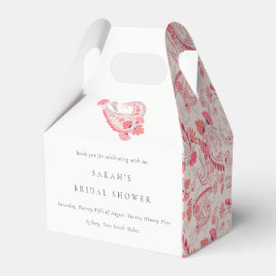 Chic Modern Blush Paisley Typography Bridal Shower Favour Box