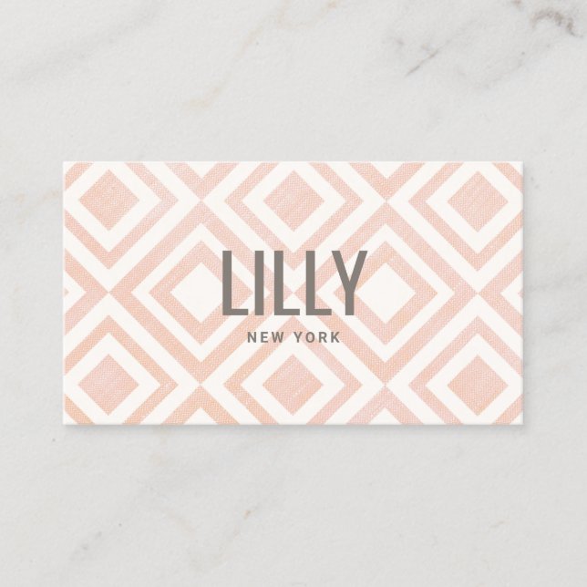Chic Modern Blush Pink Geometric Pattern Business  Card (Front)