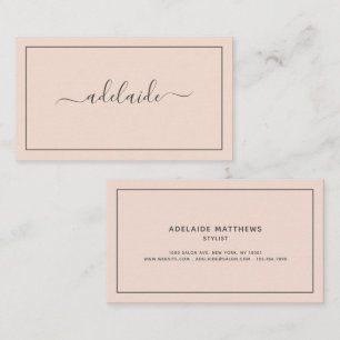 Chic Modern Blush Pink hairstylist script Business Card