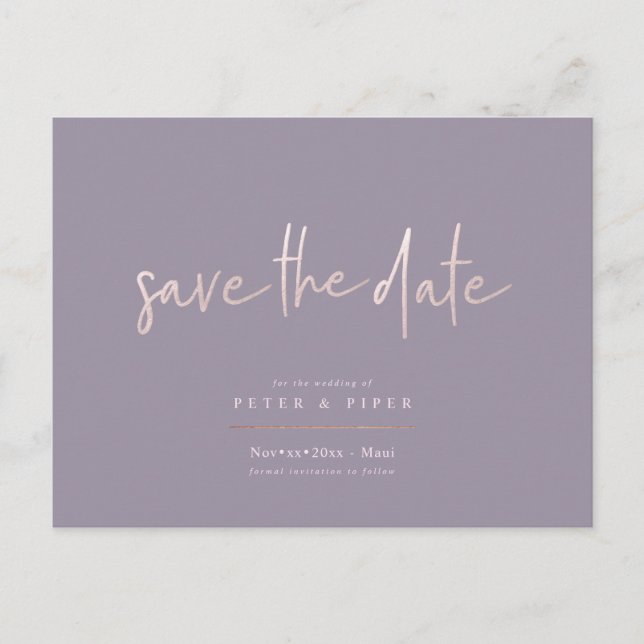 Chic+Modern Blush Signature Script, Save the Date Postcard (Front)