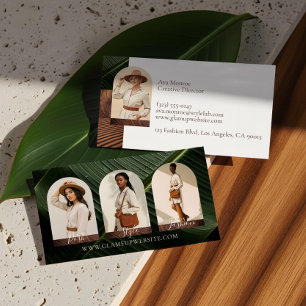 Chic Modern Boho Earthy Fashion Photo Arch Collage Business Card