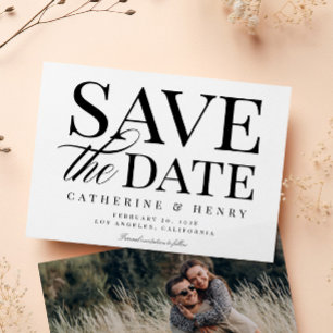 Chic Modern Bold Black White Wedding Save the Date Invitation