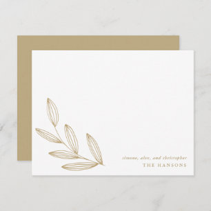 Chic Modern Botanical Sprout Tan Cream and White Card