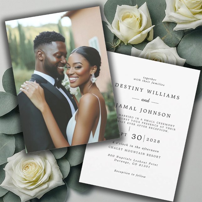 Chic Modern Bride Groom Photo Wedding Invitation (Creator Uploaded)