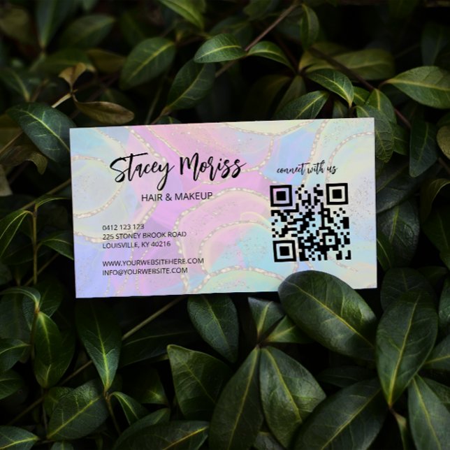 Chic Modern Bright Trendy Gold Colourful QR Code Business Card (Creator Uploaded)