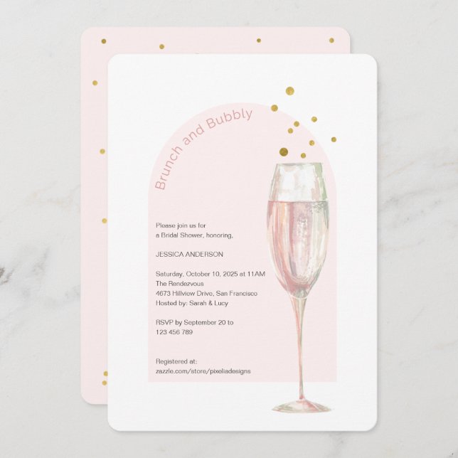 Chic Modern brunch and bubbly mimosa bridal shower Invitation (Front/Back)