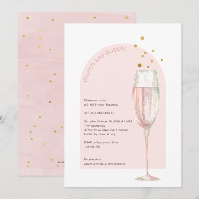 Chic Modern brunch and bubbly mimosa bridal shower Invitation (Front/Back)