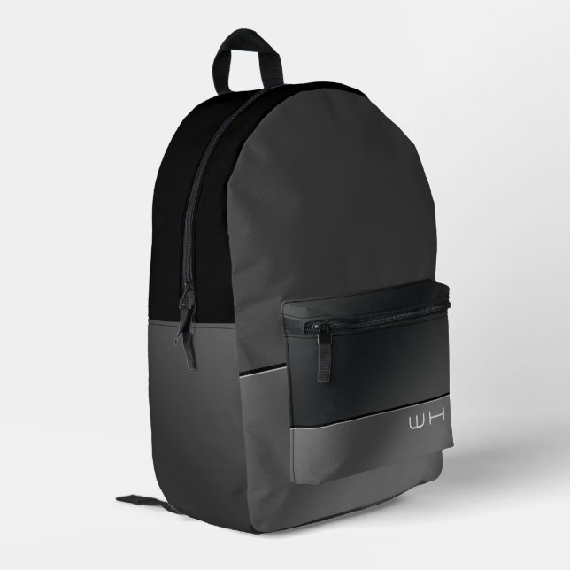 Chic Modern Business Black Grey Printed Backpack (Back Corner Left)