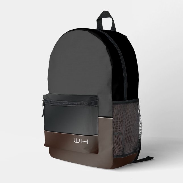 Chic Modern Business Black Printed Backpack (Back Corner Right)