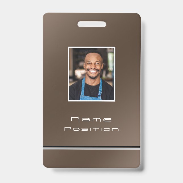 Chic Modern Business Brown ID Badge (Front)