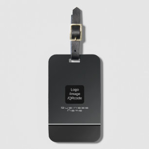 Chic Modern Business Logo Black Luggage Tag