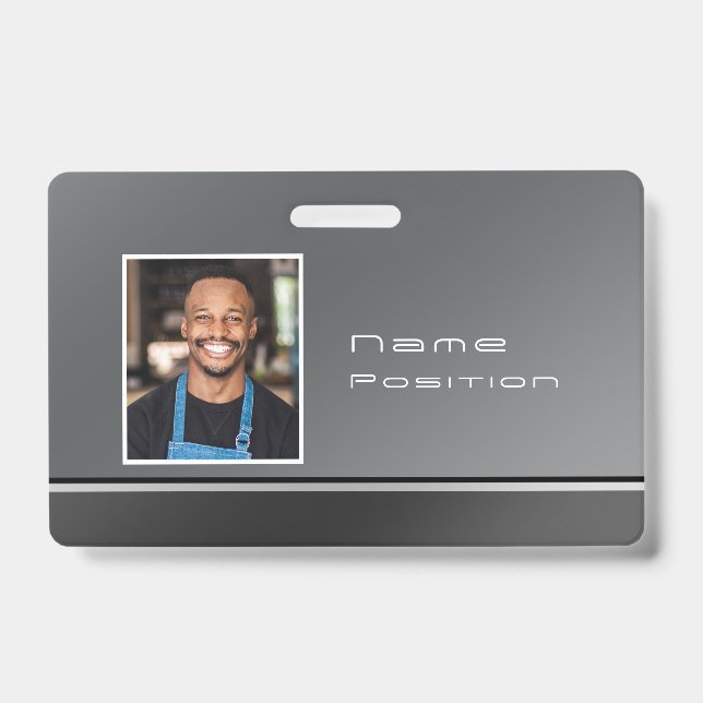 Chic Modern Business Silver Black ID Badge (Front)