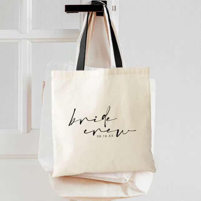 Chic Modern Calligraphy Bride Crew Tote Bag 