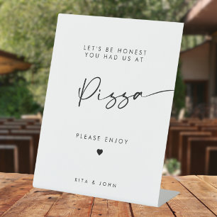 Chic Modern Calligraphy Pizza Bar Wedding Sign