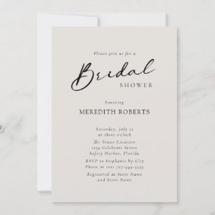 Chic Modern Calligraphy Simple Bridal Shower Invitation