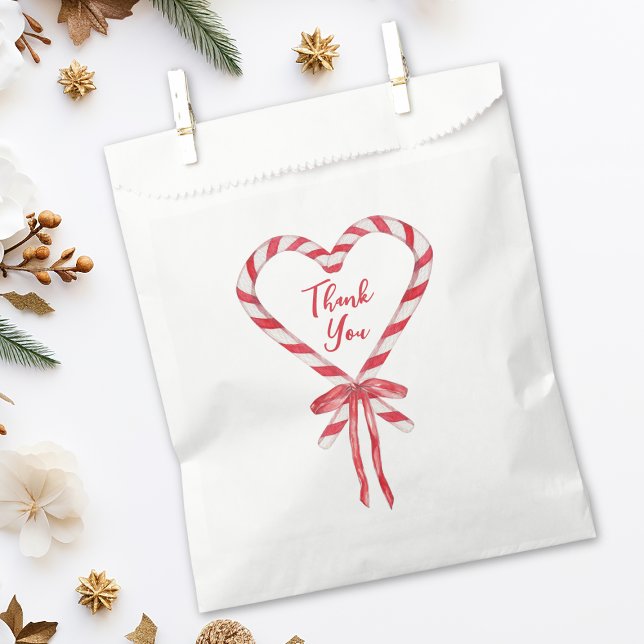 Chic Modern Candy Cane and Bow Christmas Thank You Favour Bag (Creator Uploaded)