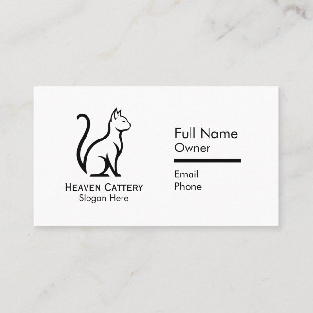 Chic & Modern Cattery Business Card Custom Logo (Front)