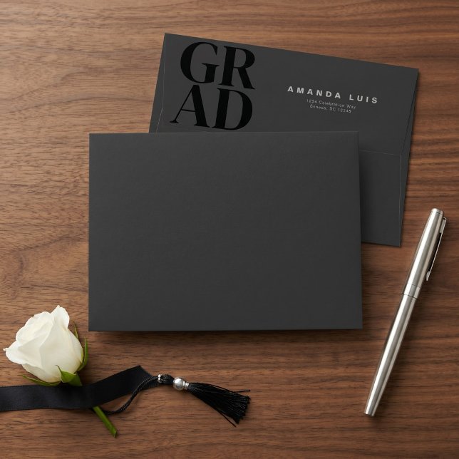 Chic Modern Charcoal Graduation  Envelope (Creator Uploaded)