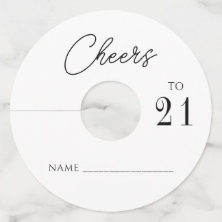 Chic modern cheers 21 birthday party  wine glass tag