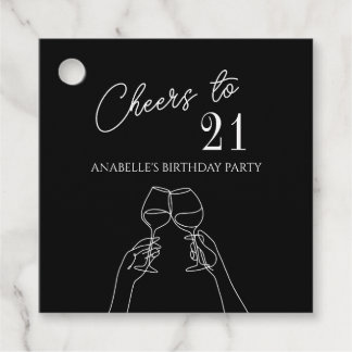Chic modern cheers to 21st birthday party  favour tags