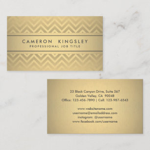 Chic Modern Chevron Black and Faux Gold Foil Business Card