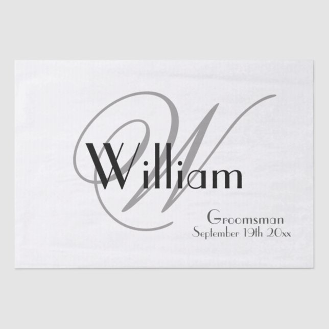 Chic Modern Classic Personalised Name + Monogram Tissue Paper (Front)